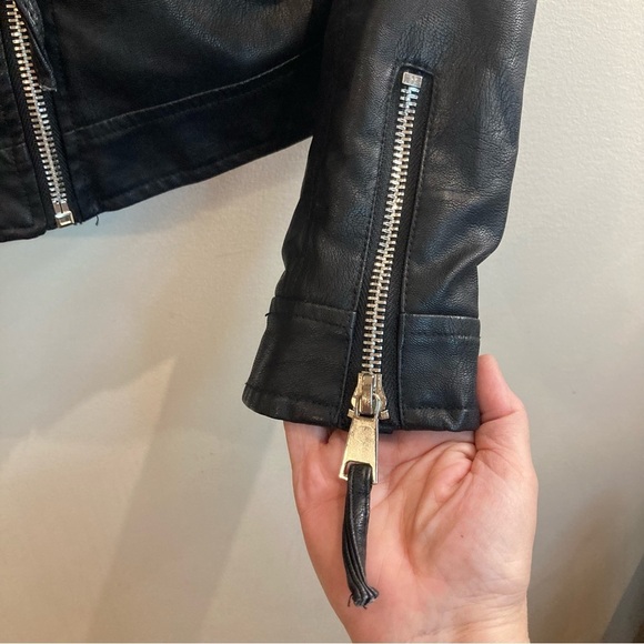 PHILOMENA PETTI Sz L Vegan Leather Quilted Details  Zipper Closure Moto Jacket - Picture 2 of 12